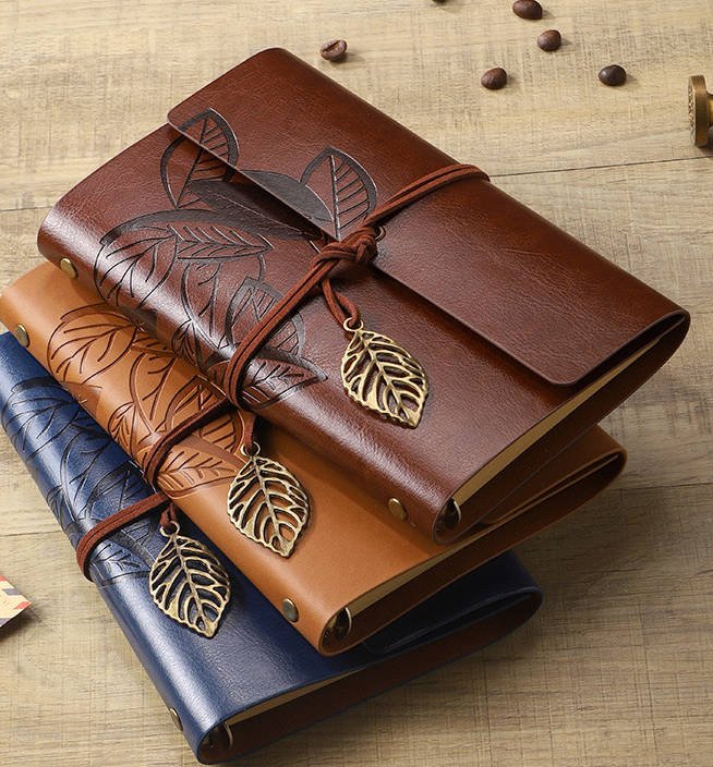 pu复古树叶绑带手账本 654 704