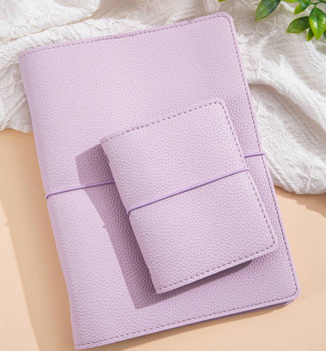 soft pu leather lychee pattern loose leaf planner