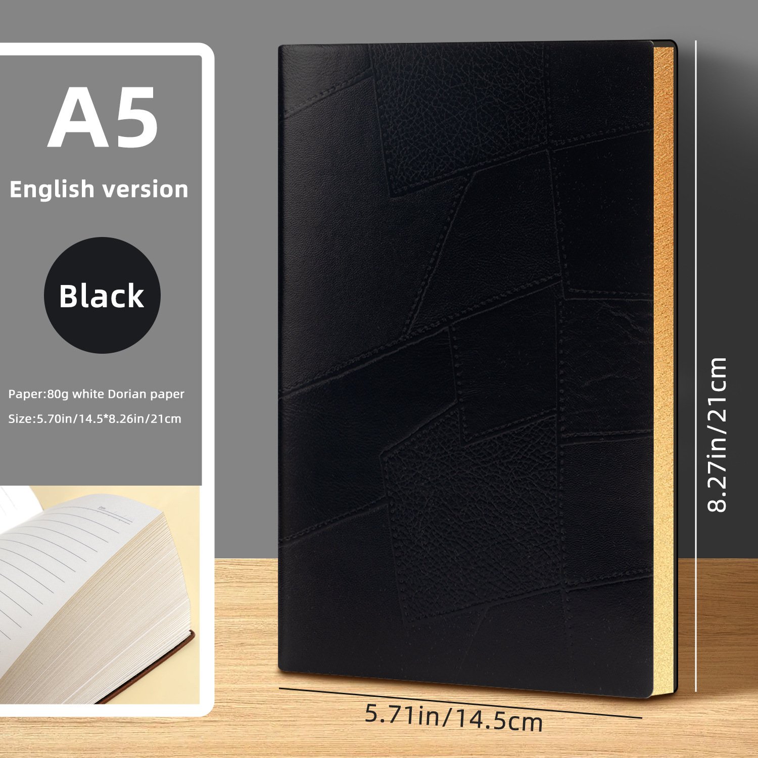 Geometric PU Leather Notebook with Gold Edge | Custom Notebook ...