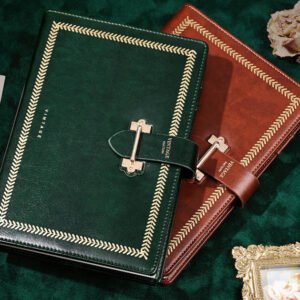 vintage textured pu notebook with classic metal clasp