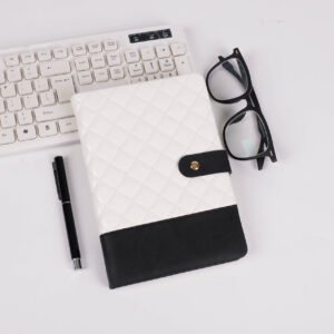 diamond pattern notebook with snap closure