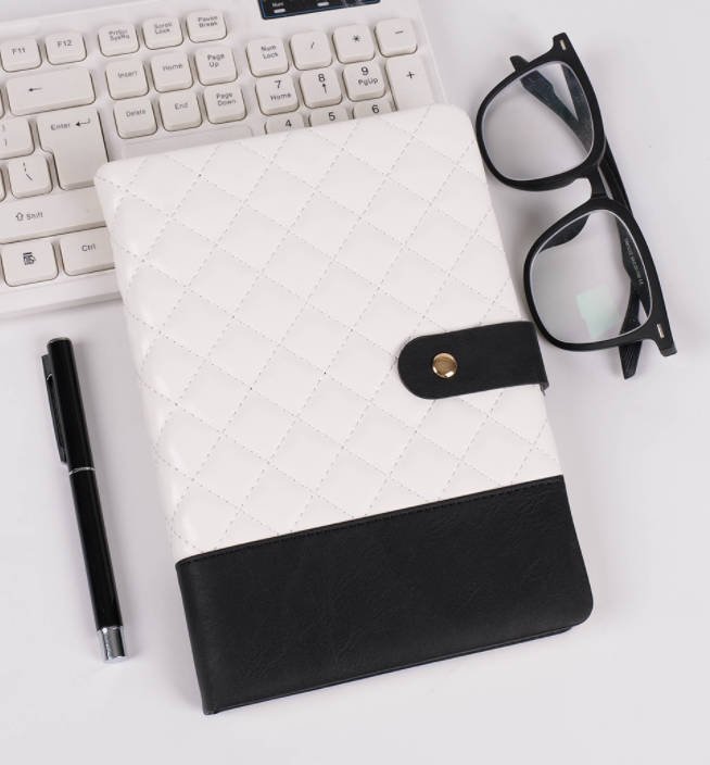 diamond pattern notebook with snap closure