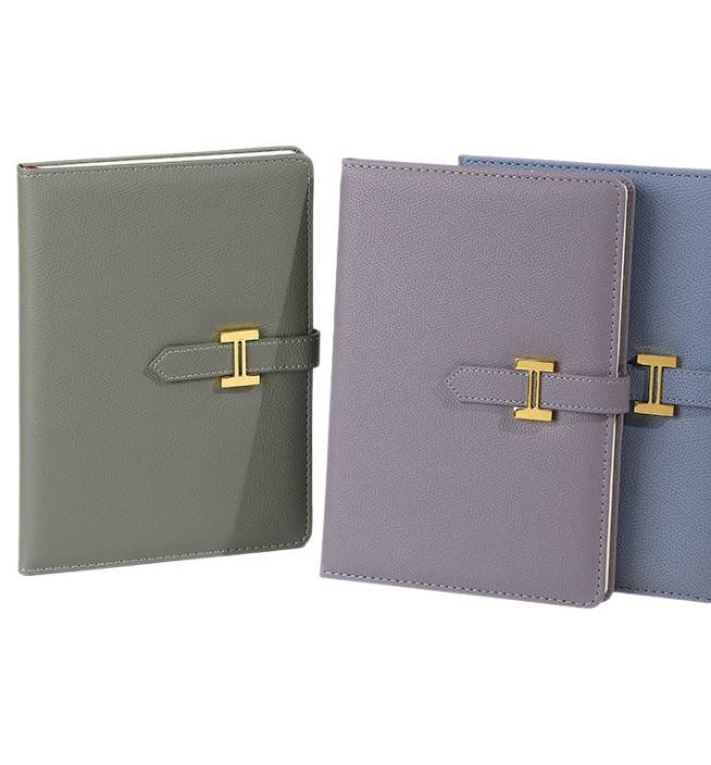 lychee pattern pu leather executive notebook with metal buckle