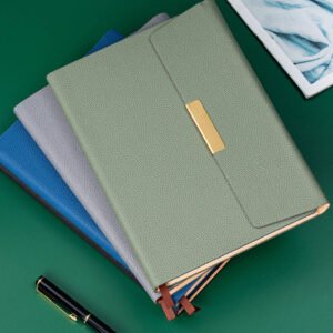 lychee pattern pu leather tri fold business notebook