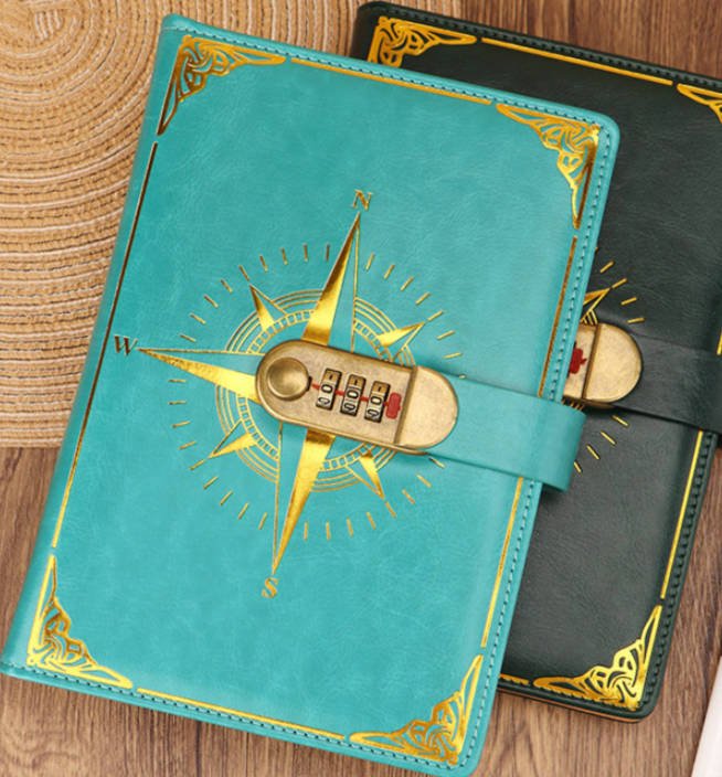 vintage compass pattern password journal