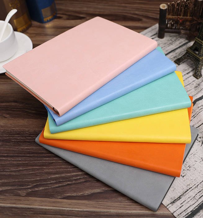 minimalist colorful soft pu notebook