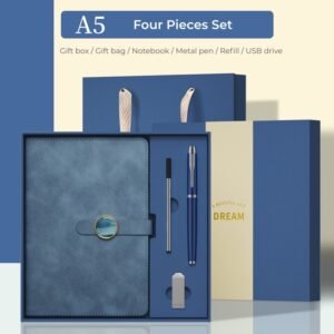 round clasp pu leather notebook gift set