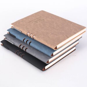wax finish pu leather heavyweight paper notebook