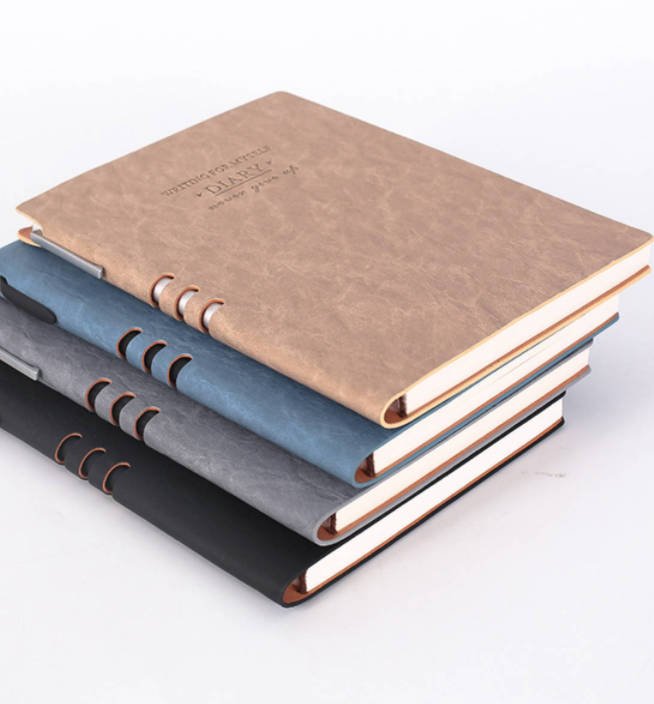 wax finish pu leather heavyweight paper notebook