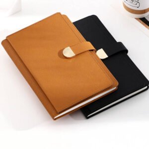 lychee pattern soft pu leather notebook with magnetic clasp