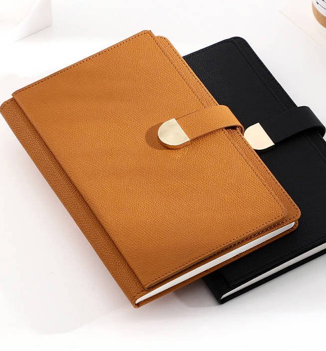 lychee pattern soft pu leather notebook with magnetic clasp