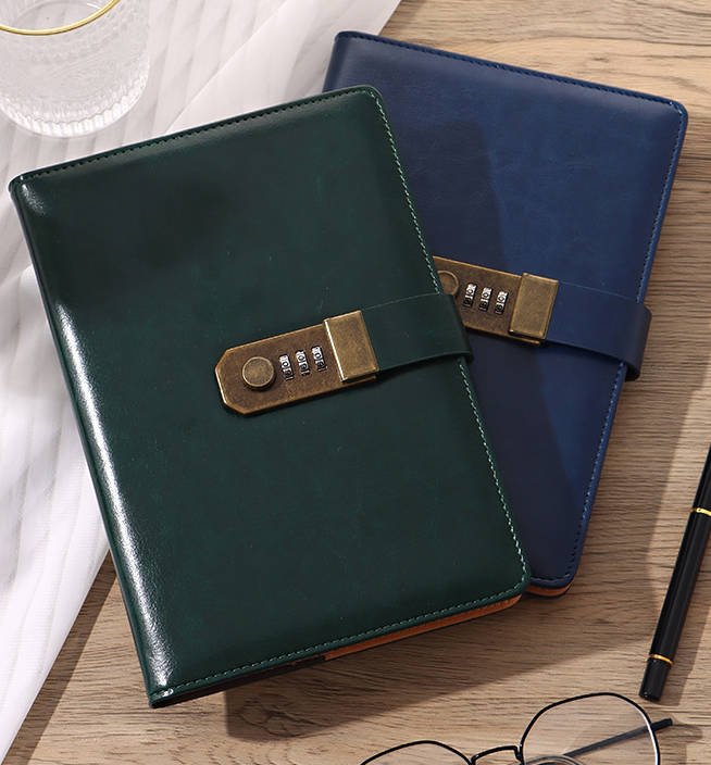 vintage minimalist password notebook with lock
