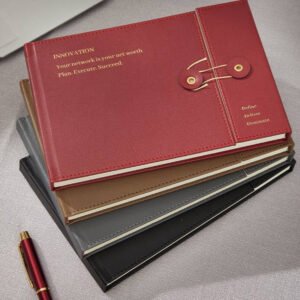 Horizontal Flip Envelope-Style PU Notebook with Strap Closure