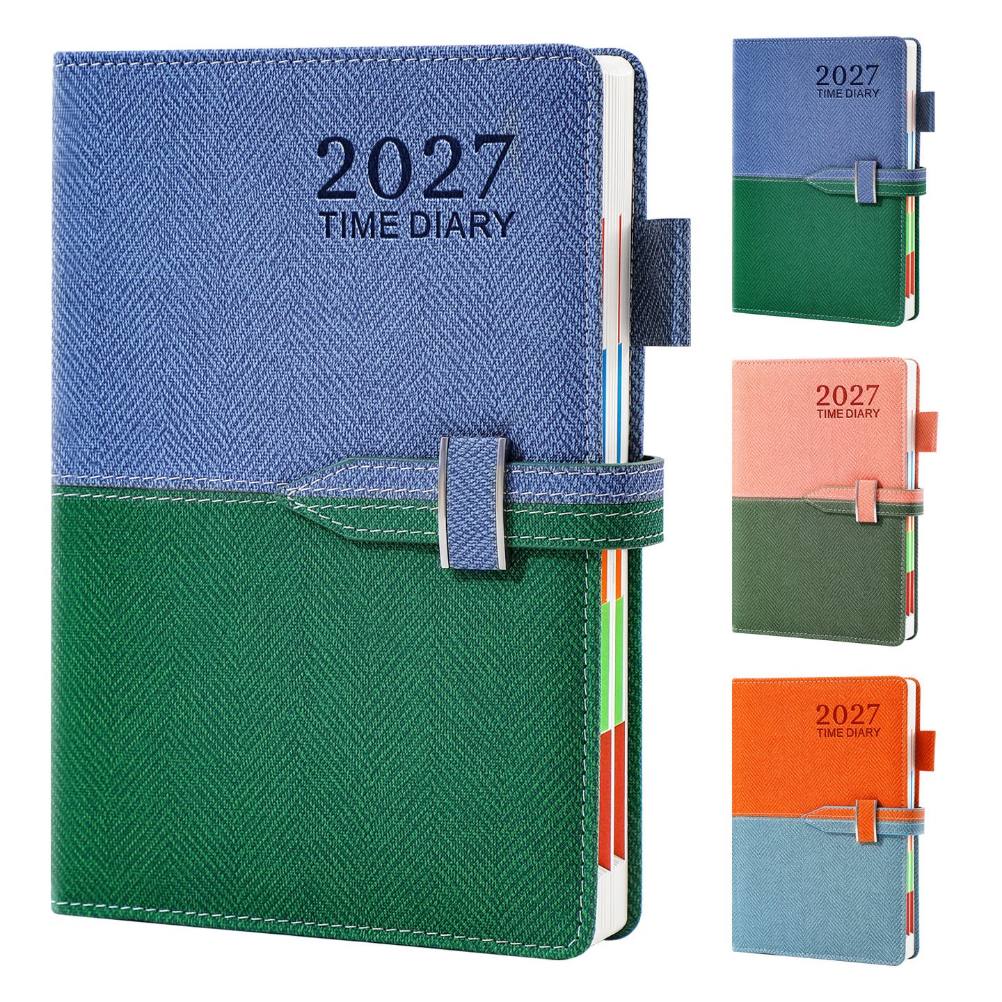 Fabric Textured Two-Tone Snap Closure 2027 Daily Planner