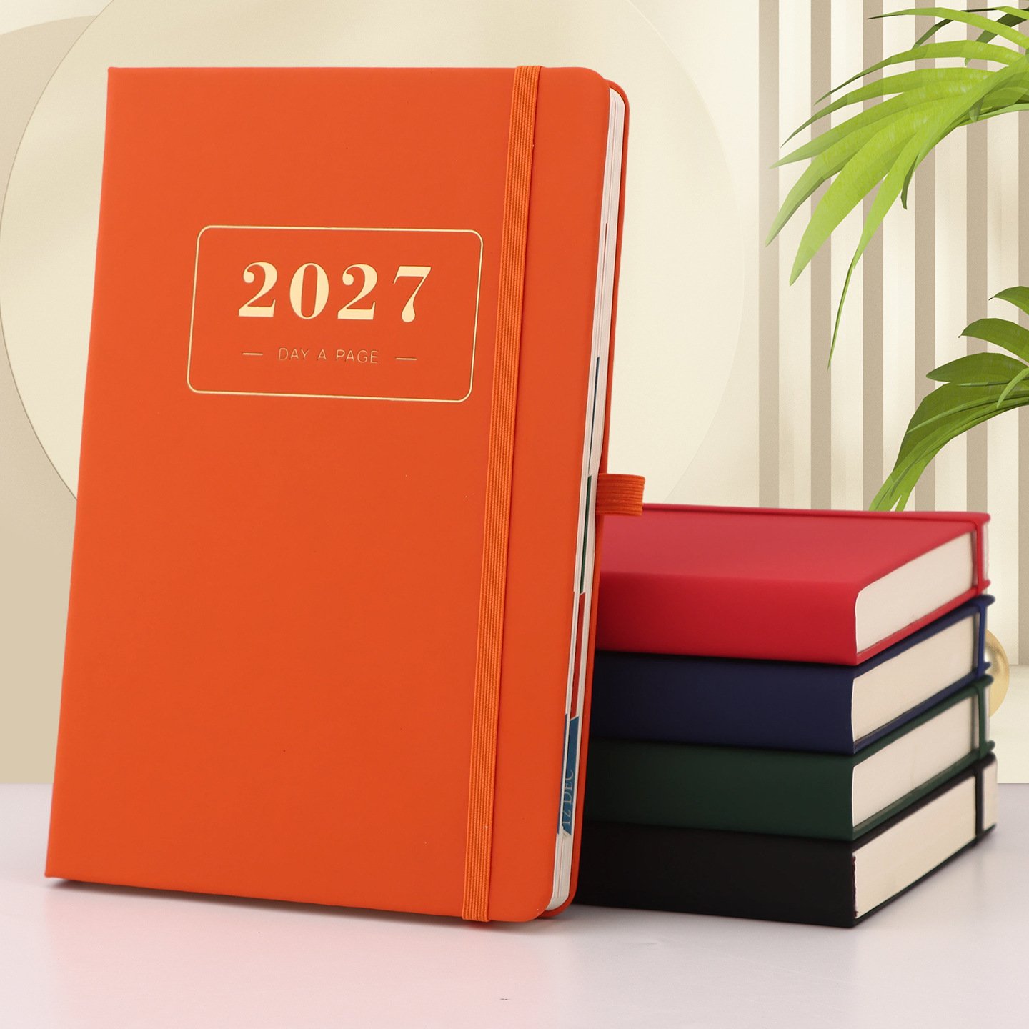 Minimalist Elastic Band 2027 Daily Planner with Gold Foil Lettering
