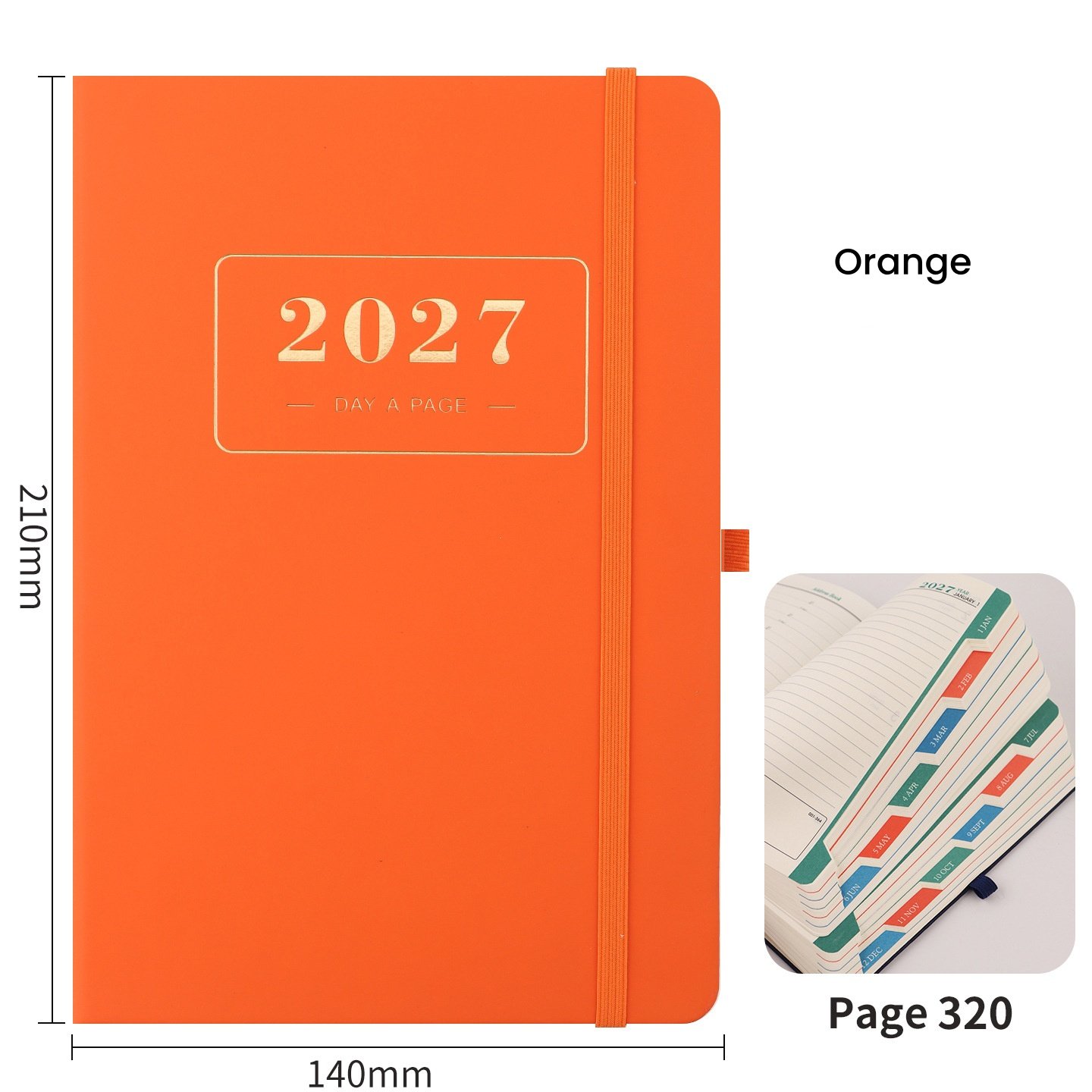 Minimalist Elastic Band 2027 Daily Planner with Gold Foil Lettering - Image 2