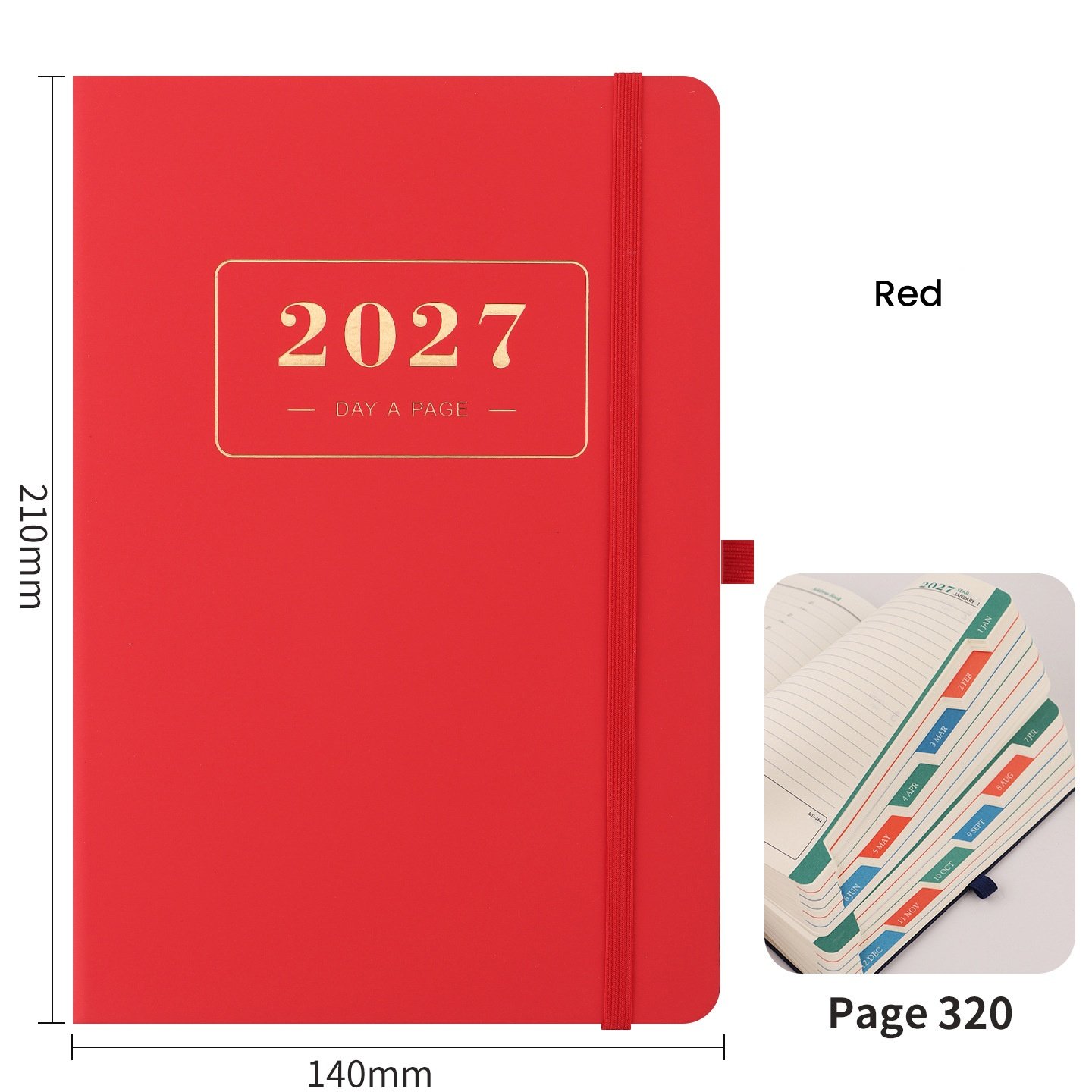 Minimalist Elastic Band 2027 Daily Planner with Gold Foil Lettering - Image 3
